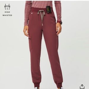 Figs dark cherry high waisted Zamora joggers